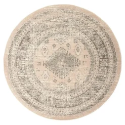 Laagpolige Vloerkleden|Ronde Vloerkleden-Interieur05 rond vintage Aila vloerkleed zand/beige - 190 x 190 cm