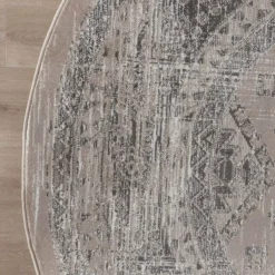 Ronde Vloerkleden-Interieur05 rond vintage Aila vloerkleed zand/beige - 240 x 240 cm