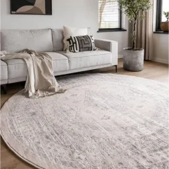 Ronde Vloerkleden-Interieur05 rond vintage Aila vloerkleed zand/beige - 120 x 120 cm