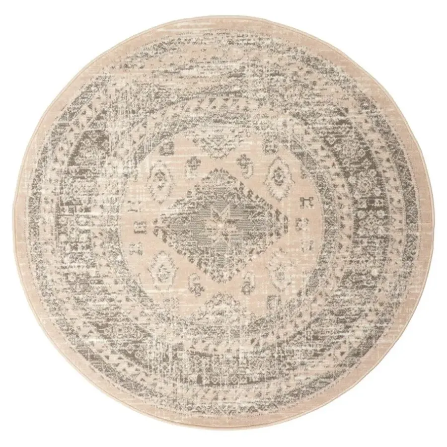 Laagpolige Vloerkleden|Ronde Vloerkleden-Interieur05 rond vintage Aila vloerkleed zand/beige - 160 x 160 cm