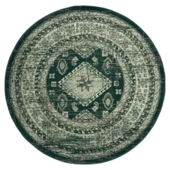 Vloerkleden|Laagpolige Vloerkleden-Interieur05 rond vintage vloerkleed Aila groen - 190 x 190 cm