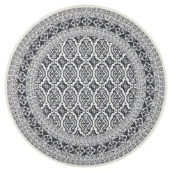 Laagpolige Vloerkleden|Ronde Vloerkleden-Interieur05 rond vintage vloerkleed Marad grijs/Aantraciet - 200 x 200 cm