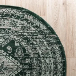 Vloerkleden|Laagpolige Vloerkleden-Interieur05 rond vintage vloerkleed Aila groen - 240 x 240 cm