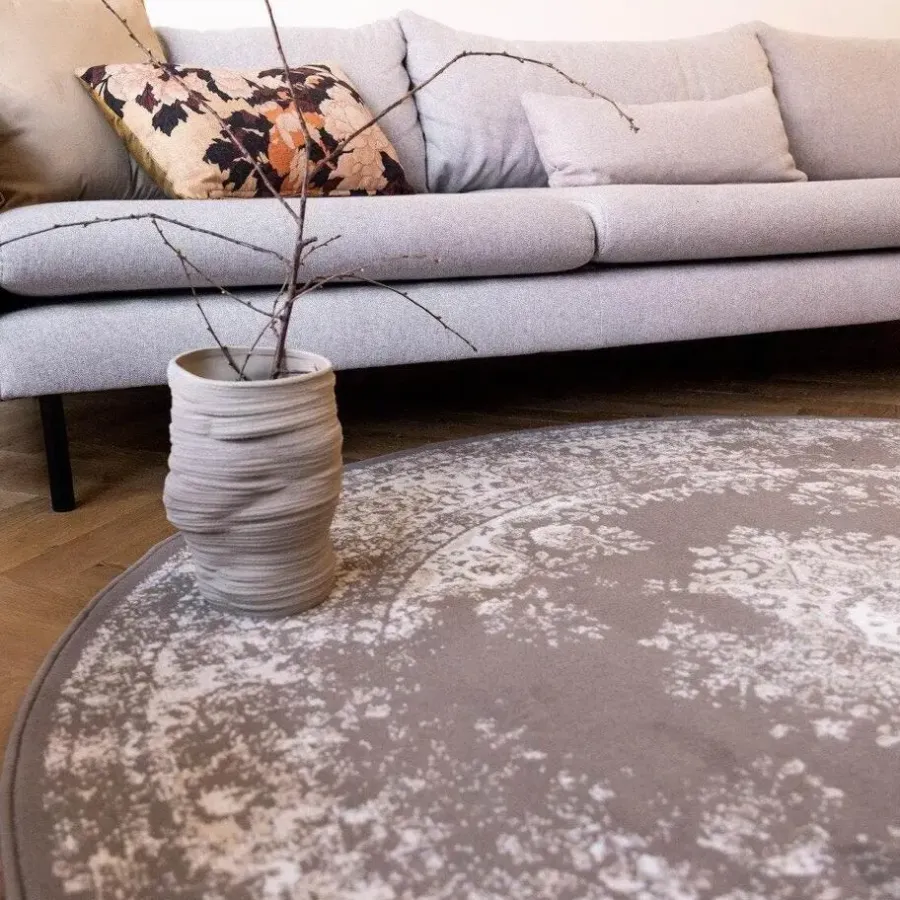 Ronde Vloerkleden-Interieur05 rond vloerkleed Keshan taupe/bruin - 160 x 160 cm