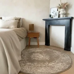 Ronde Vloerkleden-Interieur05 rond vloerkleed Keshan taupe/bruin - 160 x 160 cm
