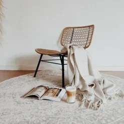 Vloerkleden|Laagpolige Vloerkleden-Interieur05 rond vloerkleed Keshan zand/beige - 160 x 160 cm