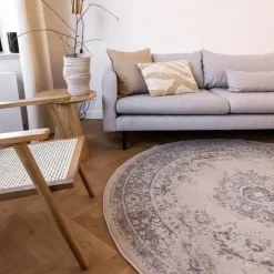 Vloerkleden|Laagpolige Vloerkleden-Interieur05 rond vloerkleed Keshan zand/beige - 160 x 160 cm