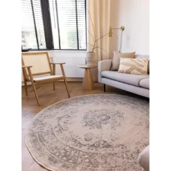 Ronde Vloerkleden|Laagpolige Vloerkleden-Interieur05 rond vloerkleed Keshan zand/beige - 240 x 240 cm