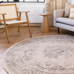 Ronde Vloerkleden|Laagpolige Vloerkleden-Interieur05 rond vloerkleed Keshan zand/beige - 240 x 240 cm