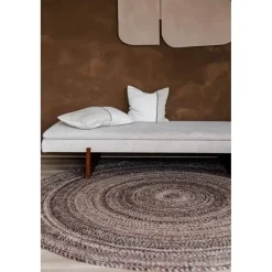 Laagpolige Vloerkleden|Ronde Vloerkleden-Interieur05 rond vloerkleed Gapo donkerbruin - 220 x 220 cm