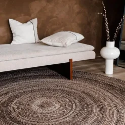 Laagpolige Vloerkleden|Ronde Vloerkleden-Interieur05 rond vloerkleed Gapo donkerbruin - 220 x 220 cm