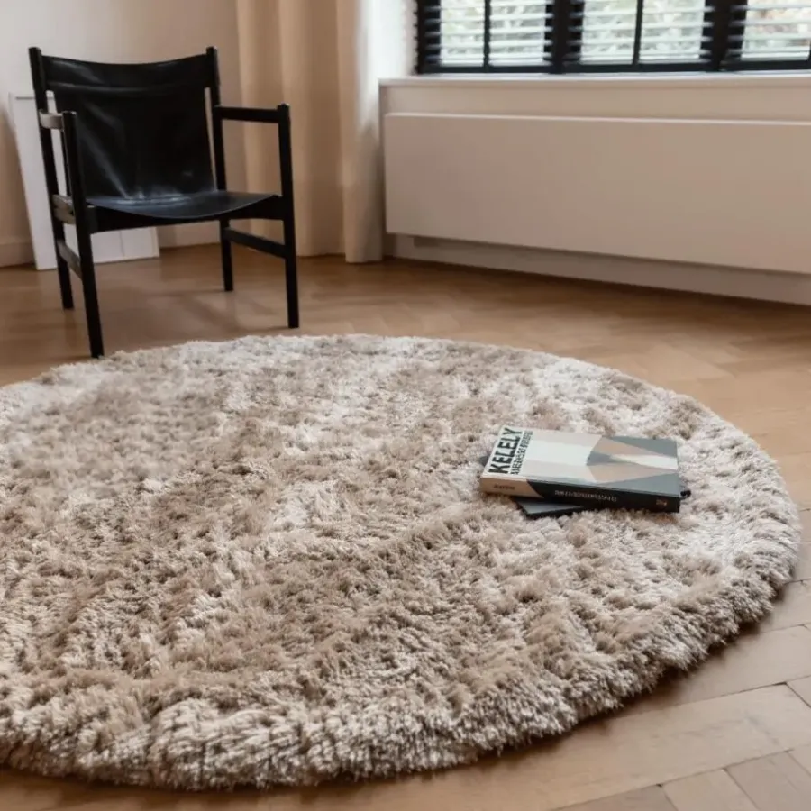 Hoogpolige Vloerkleden|Ronde Vloerkleden-Interieur05 tapis rond Fender beige - 240 x 240 cm