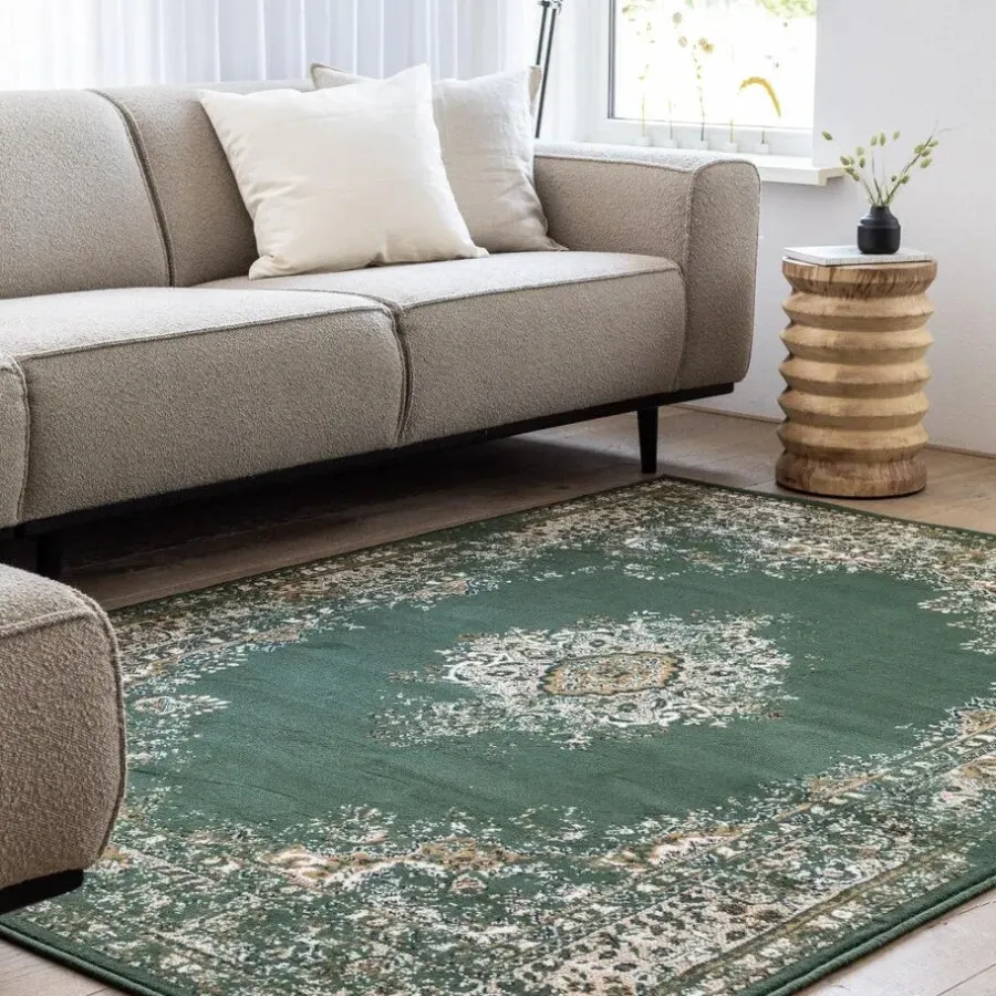 Laagpolige Vloerkleden-Interieur05 Vintage Vloerkleed Keshan groen - 150 x 80 cm