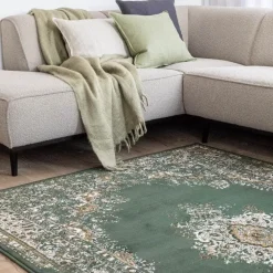 Laagpolige Vloerkleden-Interieur05 Vintage Vloerkleed Keshan groen - 150 x 80 cm