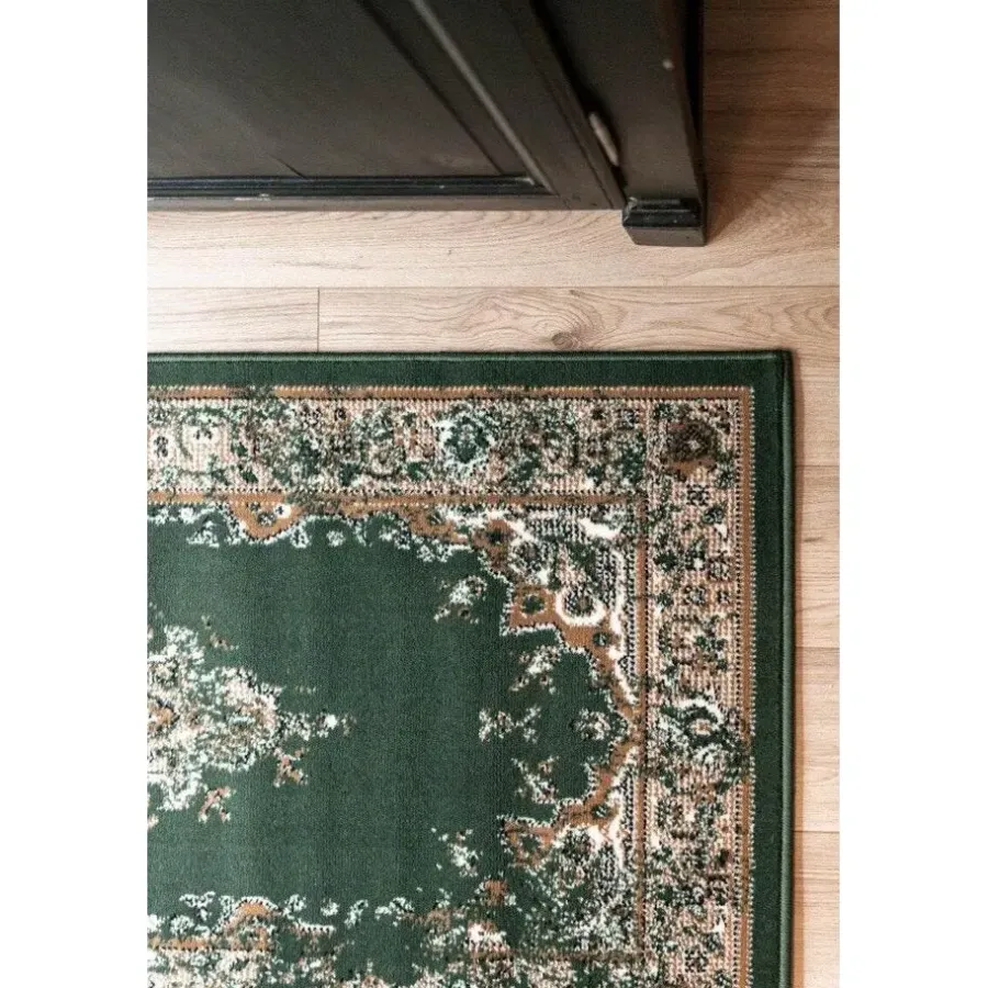 Laagpolige Vloerkleden-Interieur05 Vintage Vloerkleed Keshan groen - 150 x 80 cm