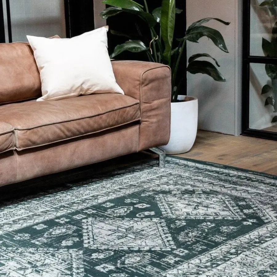 Vloerkleden|Laagpolige Vloerkleden-Interieur05 Vintage Vloerkleed Aila Groen - 280 x 190 cm