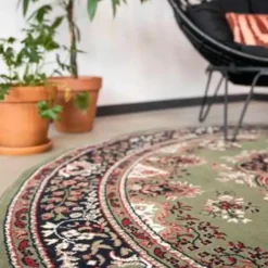 Laagpolige Vloerkleden|Ronde Vloerkleden-Interieur05 Vloerkleed Nain - Groen - 200 Ø - (L)