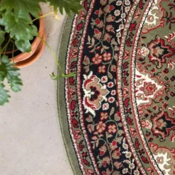 Laagpolige Vloerkleden|Ronde Vloerkleden-Interieur05 Vloerkleed Nain - Groen - 200 Ø - (L)