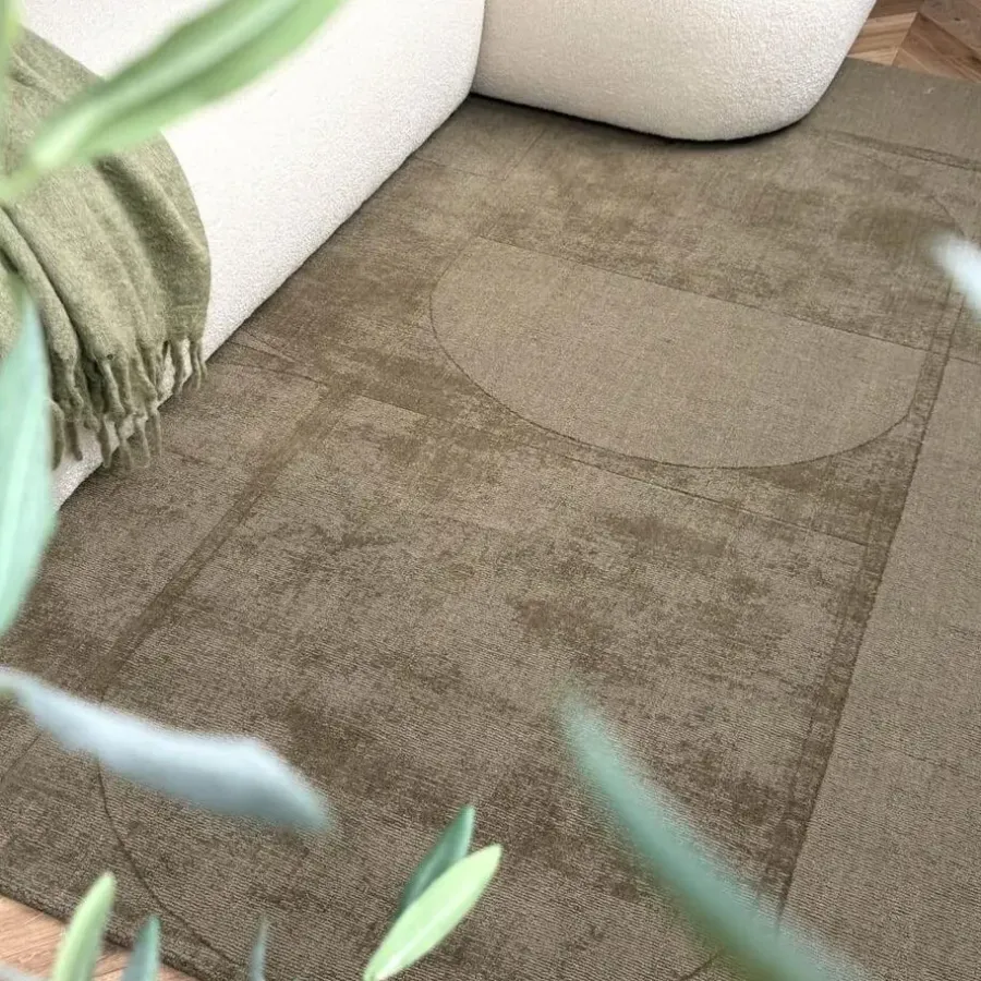 Vloerkleden|Laagpolige Vloerkleden-Interieur05 wollen vloerkleed groen Twig - 230 x 160 cm
