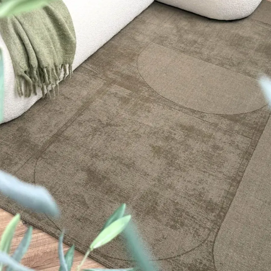 Vloerkleden|Laagpolige Vloerkleden-Interieur05 wollen vloerkleed groen Twig - 230 x 160 cm
