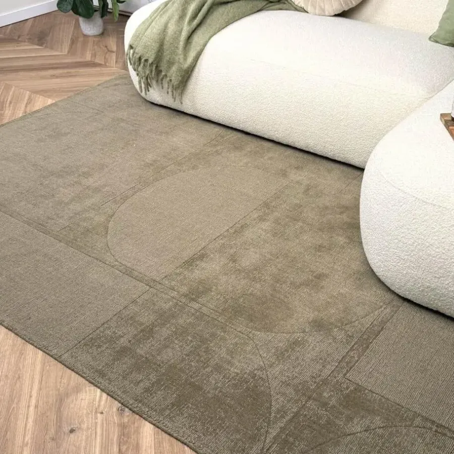 Vloerkleden|Laagpolige Vloerkleden-Interieur05 wollen vloerkleed groen Twig - 230 x 160 cm