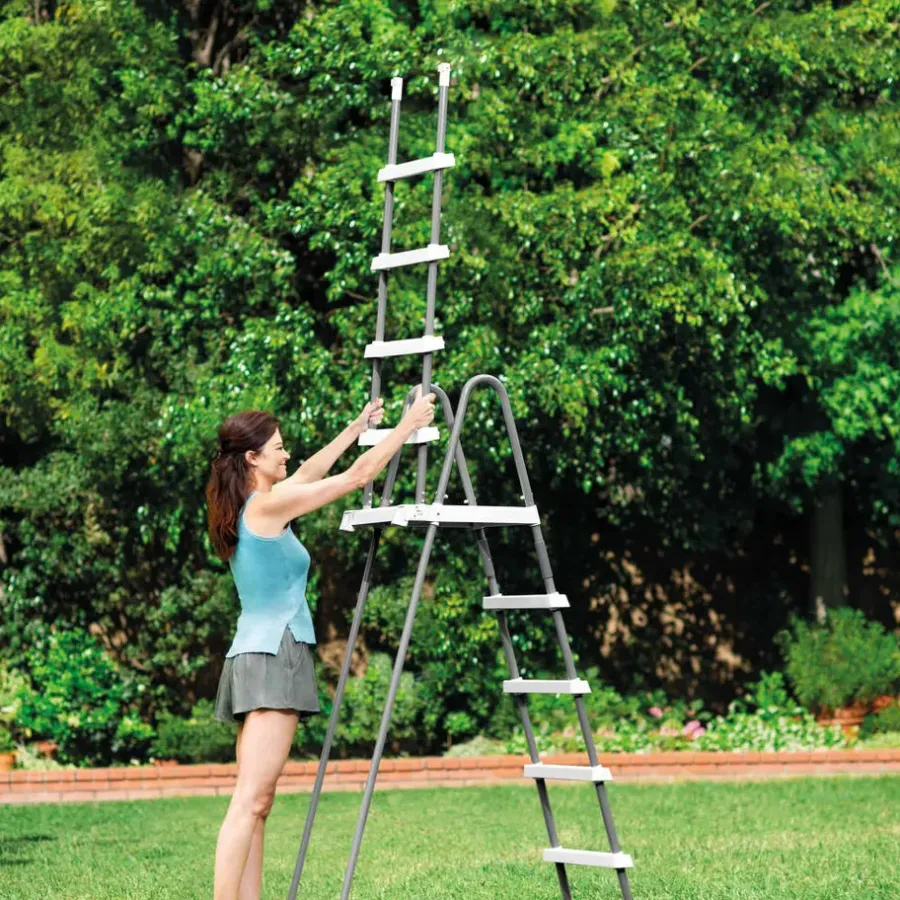 INTEX - Zwembadladder - Grijs - Kunststof