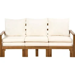 Leen Bakker ISOLELLO - Tuinbank met kussens - Lichtbeige - Acaciahout