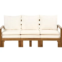 Leen Bakker ISOLELLO - Tuinbank met kussens - Lichtbeige - Acaciahout