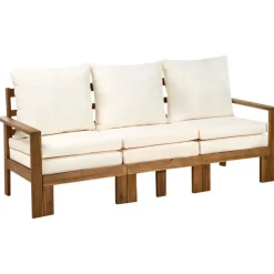 Leen Bakker ISOLELLO - Tuinbank met kussens - Lichtbeige - Acaciahout