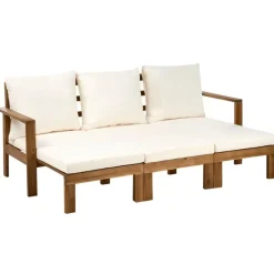 Leen Bakker ISOLELLO - Tuinbank met kussens - Lichtbeige - Acaciahout