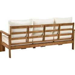 Leen Bakker ISOLELLO - Tuinbank met kussens - Lichtbeige - Acaciahout