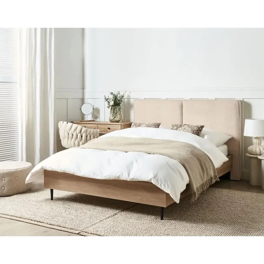 Beliani IZERNORE - Bed - Beige - 140 x 200 cm - Bouclé
