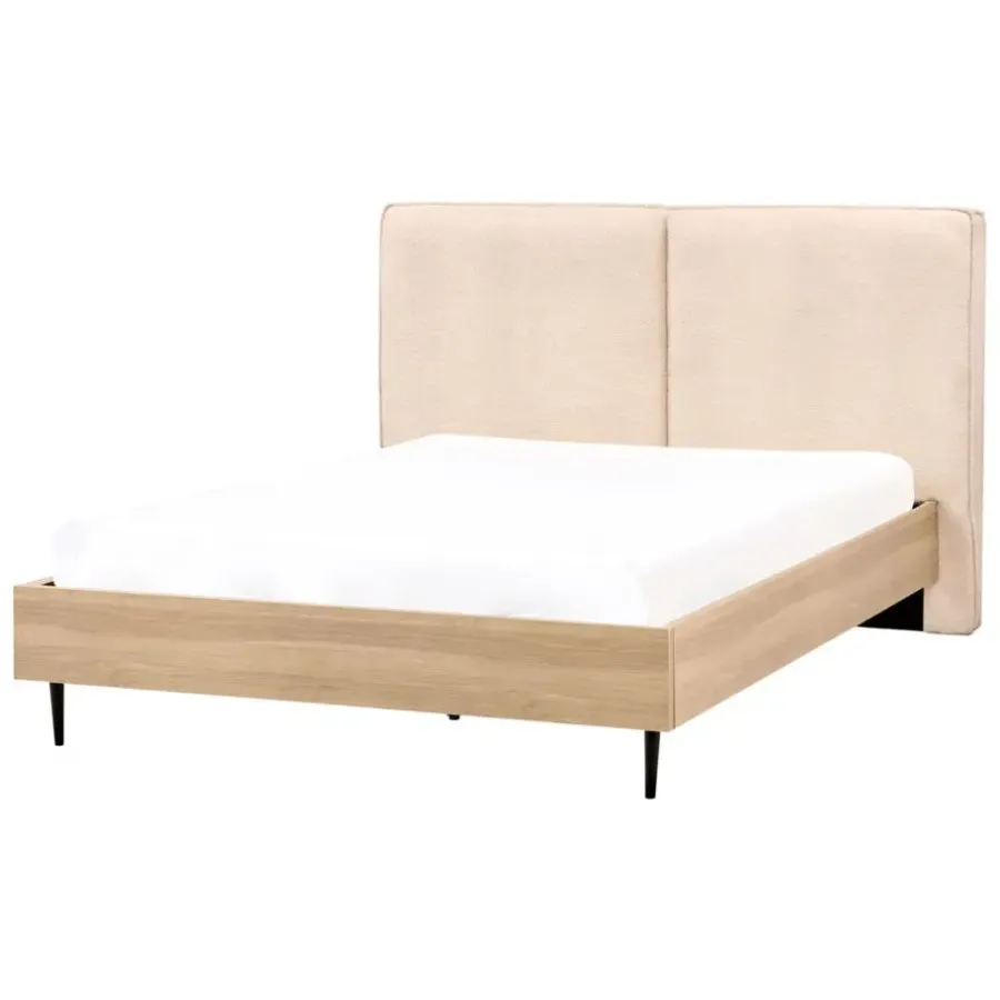 Beliani IZERNORE - Bed - Beige - 140 x 200 cm - Bouclé