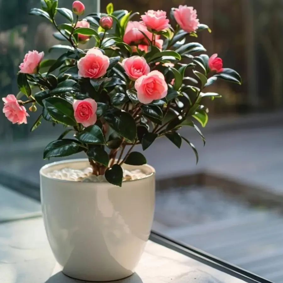 Tuinplanten-Plant in a Box Japanse Roos - Set van 2 - Camellia japonica 'Dr. King' - Hoogte 50-60cm - ⌀15cm
