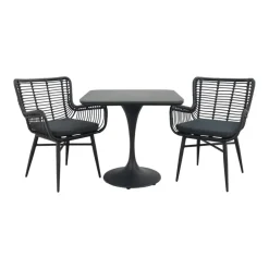 Bistro- & Balkonsets-Van der Garde Tuinmeubelen - Premium Jasmine/Toscara bistroset 80x80 cm. - Zwart/Keramiek
