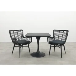 Bistro- & Balkonsets-Van der Garde Tuinmeubelen - Premium Jasmine/Toscara bistroset 80x80 cm. - Zwart/Keramiek