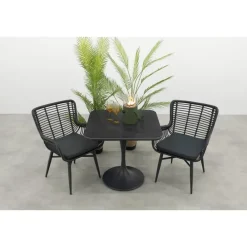 Bistro- & Balkonsets-Van der Garde Tuinmeubelen - Premium Jasmine/Toscara bistroset 80x80 cm. - Zwart/Keramiek