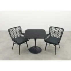 Bistro- & Balkonsets-Van der Garde Tuinmeubelen - Premium Jasmine/Toscara bistroset 80x80 cm. - Zwart/Keramiek