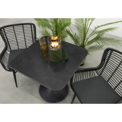 Bistro- & Balkonsets-Van der Garde Tuinmeubelen - Premium Jasmine/Toscara bistroset 80x80 cm. - Zwart/Keramiek