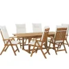 Tuinsets-Beliani JAVA - Tuinset voor 6 - Lichte houtkleur/Wit - Acaciahout