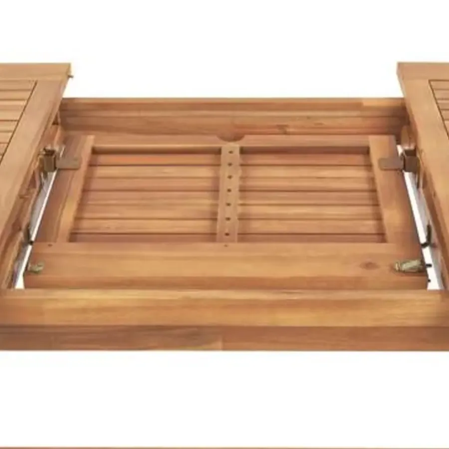 Tuinsets-Beliani JAVA - Tuinset voor 6 - Lichte houtkleur/Wit - Acaciahout