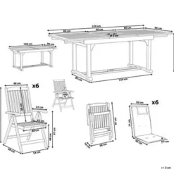 Tuinsets-Beliani JAVA - Tuinset voor 6 - Lichte houtkleur/Wit - Acaciahout