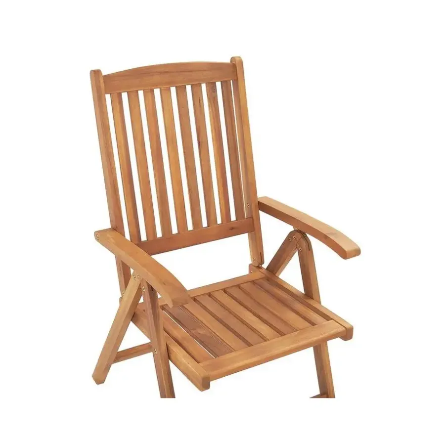 Tuinsets-Beliani JAVA - Tuinset voor 6 - Lichte houtkleur/Grafietgrijs - Acaciahout