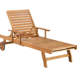 Beliani JAVA PREMIUM - Tuinligstoel - Lichtbruin/Taupe - Acaciahout