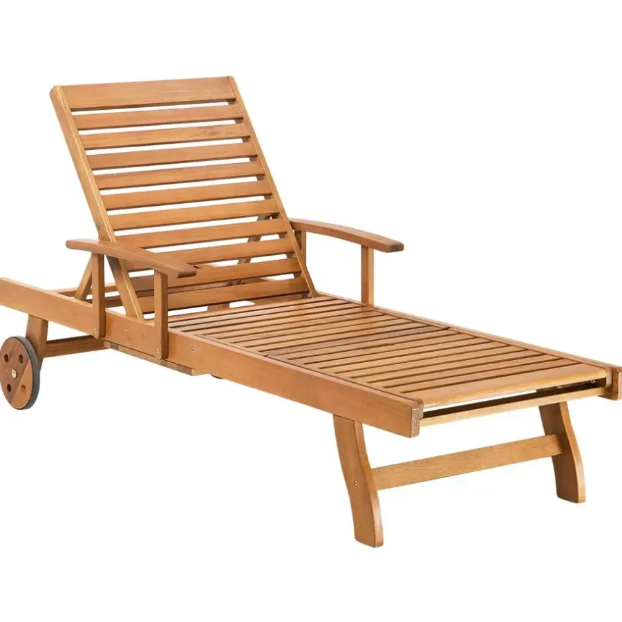 Beliani JAVA PREMIUM - Tuinligstoel - Lichtbruin/Taupe - Acaciahout