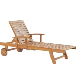 Beliani JAVA PREMIUM - Tuinligstoel - Lichtbruin/Taupe - Acaciahout