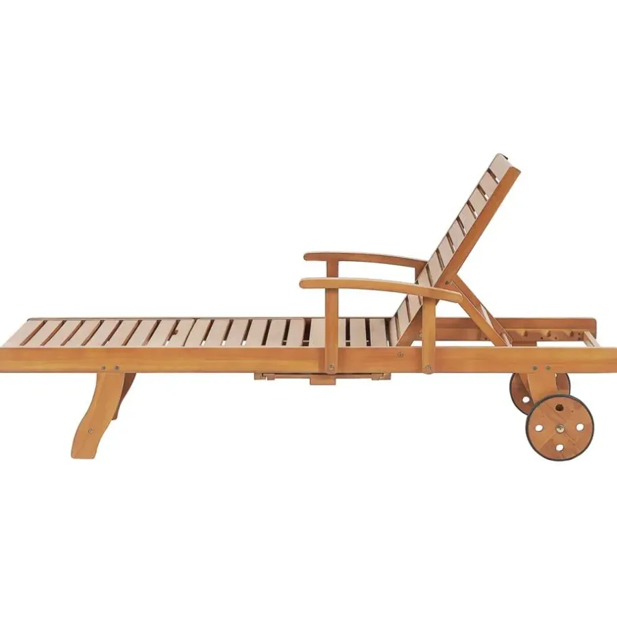 Beliani JAVA PREMIUM - Tuinligstoel - Lichtbruin/Taupe - Acaciahout