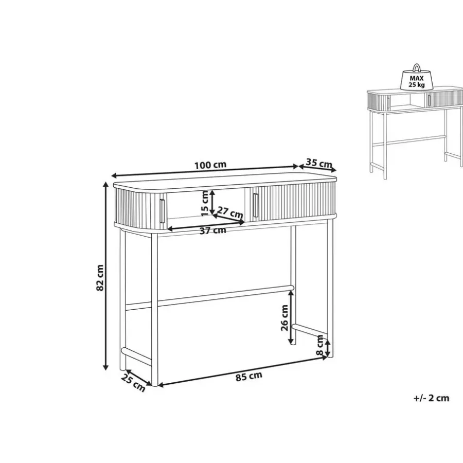 Sidetables-Beliani JOSE - Consoletafel - Donkere houtkleur - Vezelplaat