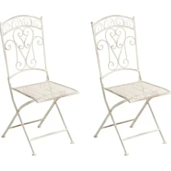 Bistro- & Balkonsets-Leen Bakker JUINA - Set van 2 tuinstoelen - Lichtbeige - IJzer