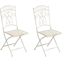 Bistro- & Balkonsets-Leen Bakker JUINA - Set van 2 tuinstoelen - Lichtbeige - IJzer